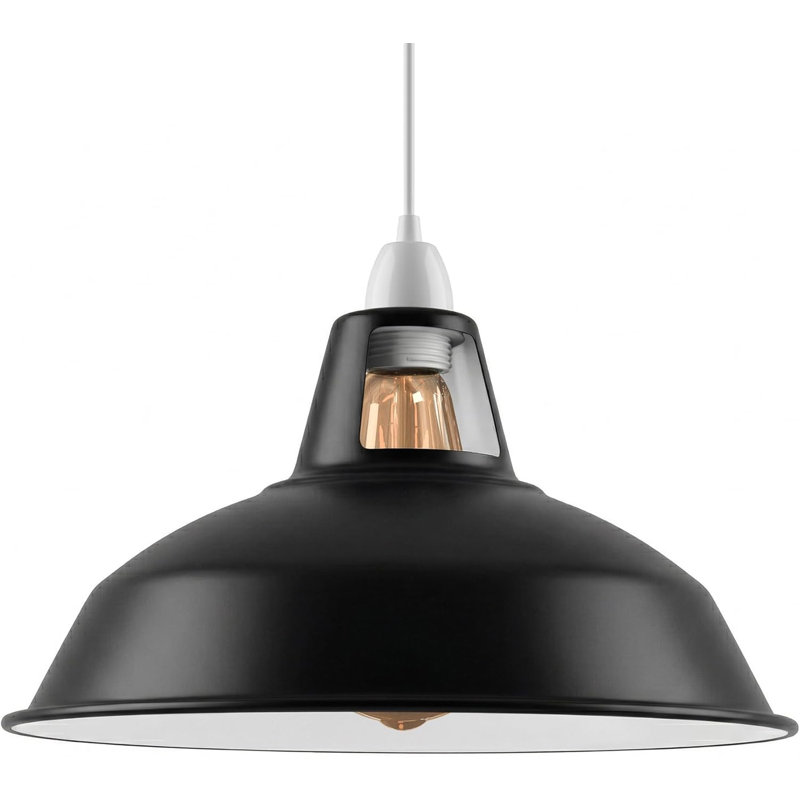16.5cm H Metal Lamp Shade, Black Inner White