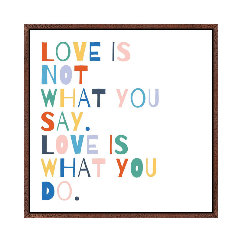 Rainbow Words I by Moira Hershey - Print on Canvas, Classic Brown Wood Framed, 93.98 cm H x 93.98 cm W