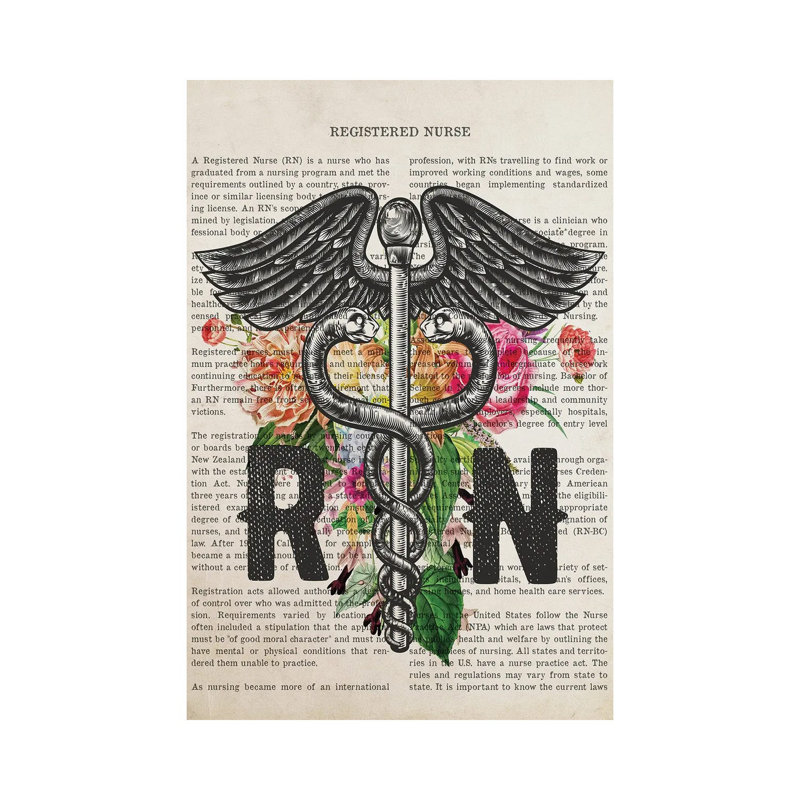 Infirmière autorisée et infirmière autorisée avec des fleurs par Pixel Aged - giclée sur toile tendue avec châssis