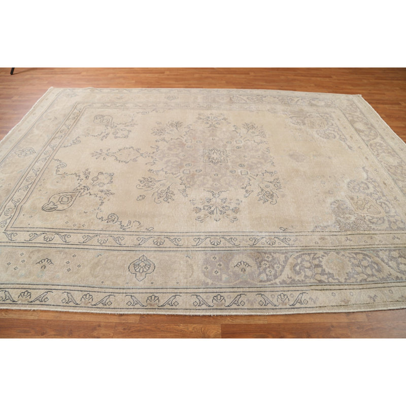 Tapis Tabriz patiné délavé noué à la main 8 x 11