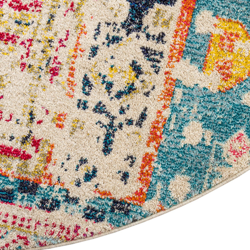 Tapis abstrait multicolore Ector, Rond 8 pi