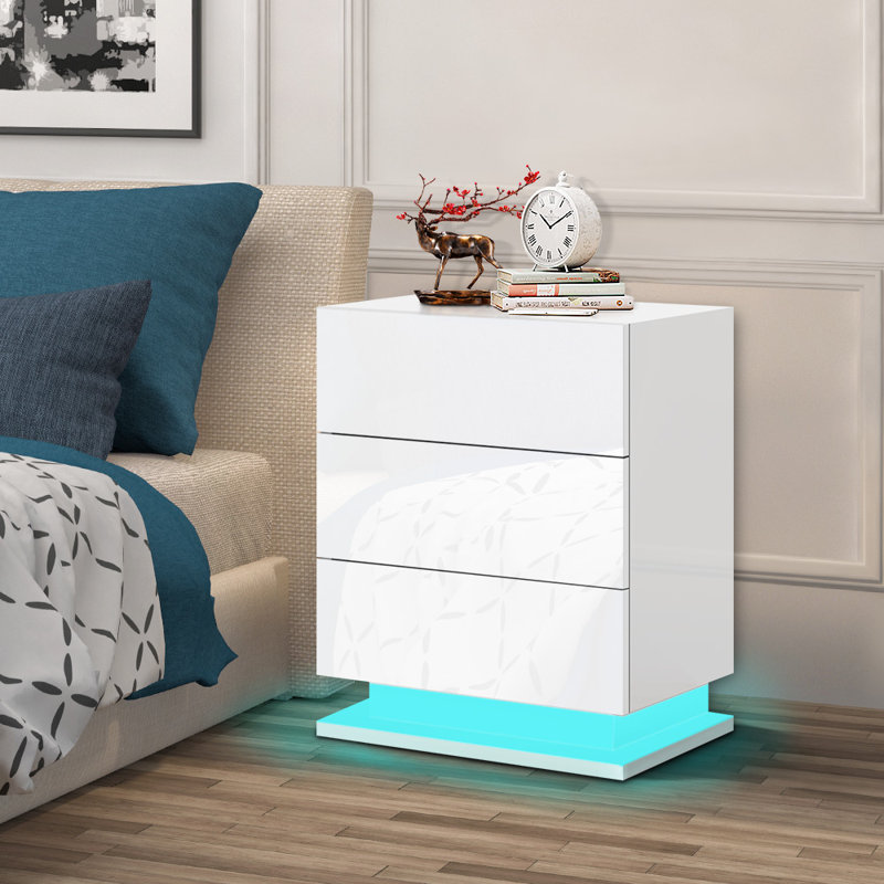 Annebeth 50cm W Manufactured Wood Bedside Table, White