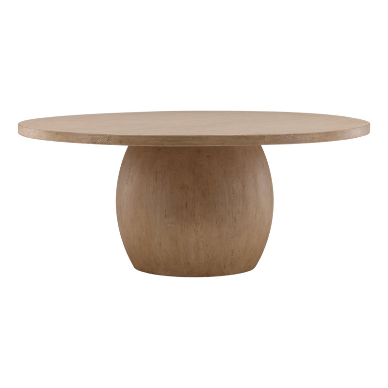 Belize 72" Round Reclaimed Pine Modern Dining Table with Ball Pedestal Base, Light Warm Wash