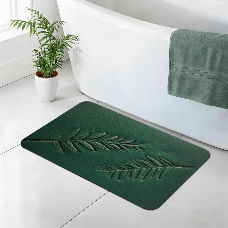 Tapis de bain gaufré vert gaufré pour salle de bain et cuisine, 32 po x 20 po
