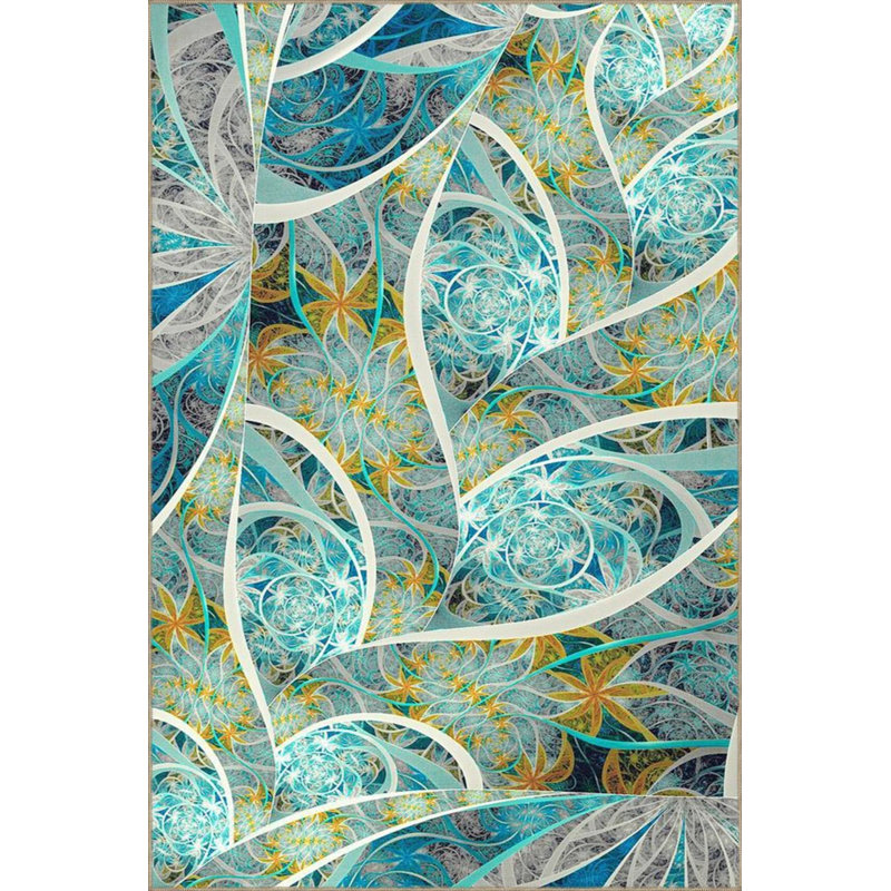 Modern Green Heart Woven Base Washable Carpet, Round 3'4"