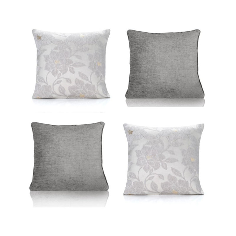 Croy Square Throw Cushion, Cream/Silver