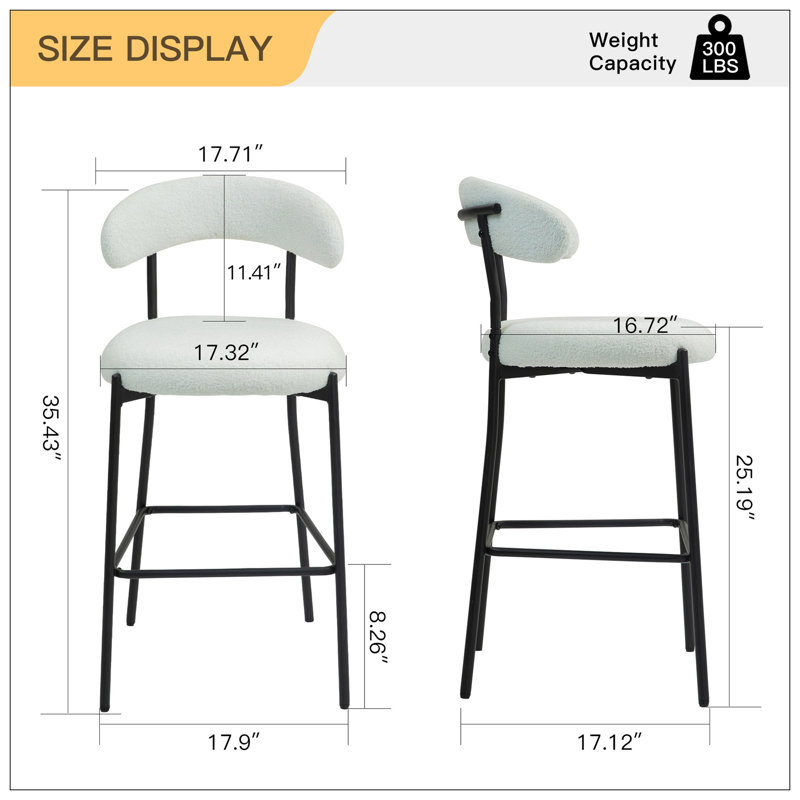 Tabouret de bar 26 po à hauteur de comptoir avec tabouret de bar et housse en tissu noir avec revêtement thermolaqué et repose-pieds