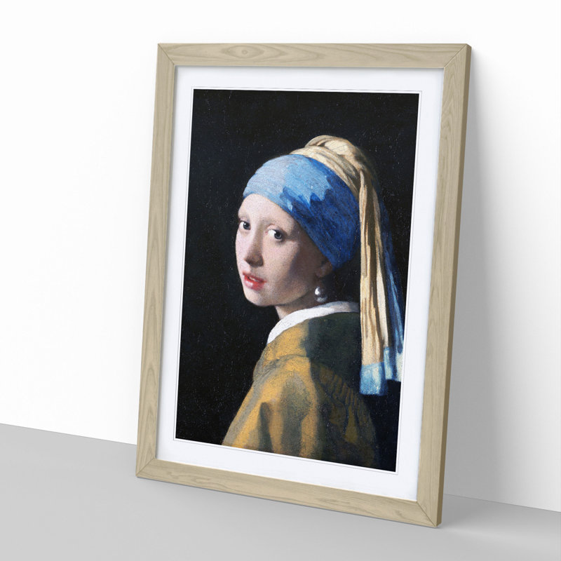 Girl with a Pearl Earring by Johannes Vermeer - Picture Frame Painting, Oak Framed, 48cm H x 36cm W x 2cm D