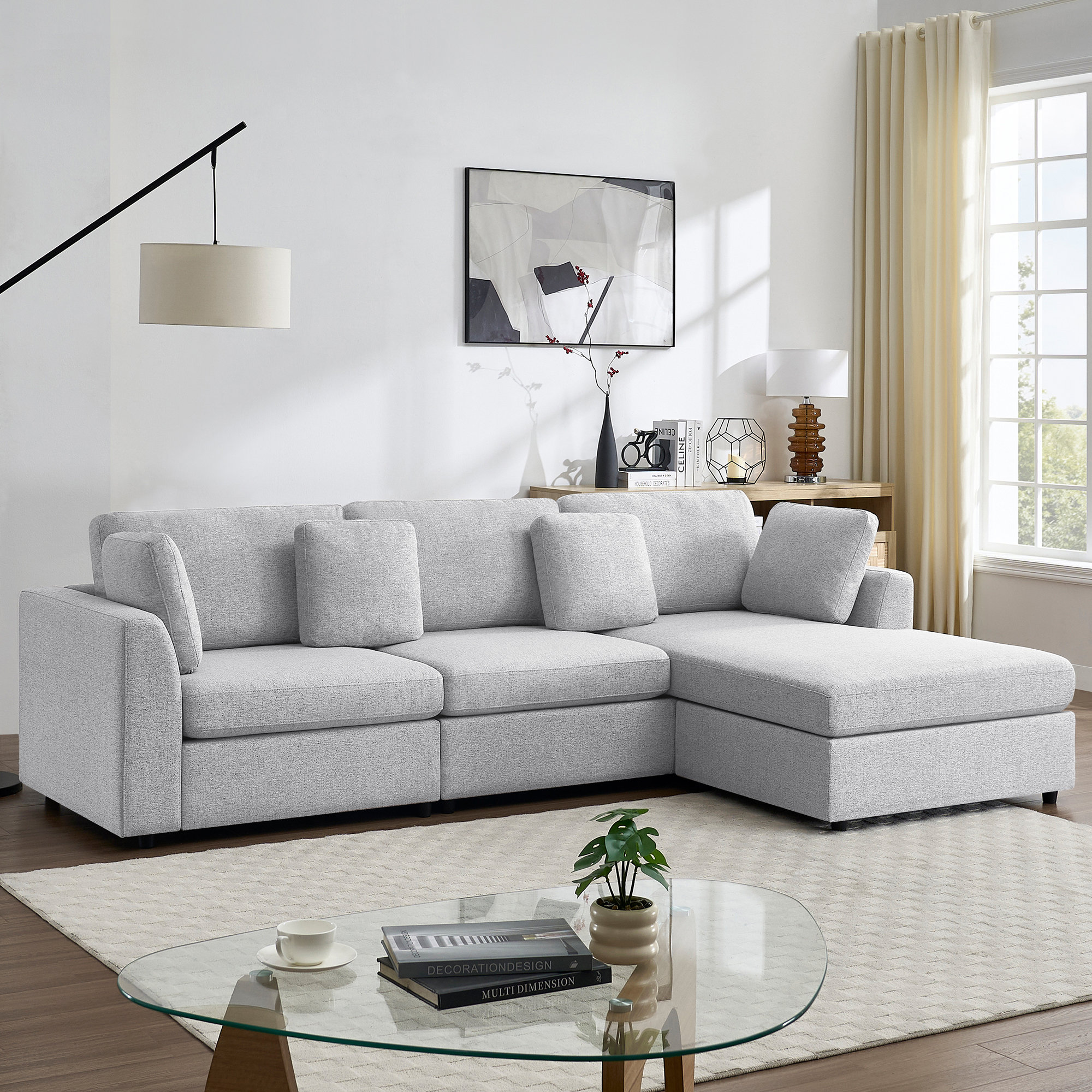 2-Piece Living Room Set Modern L Shape Sofa Set