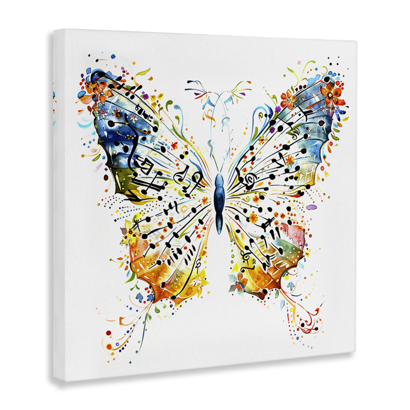  «Musical Butterfly Wings», art mural sur toile par LSR Design Studio, H 17 po x l 17 po