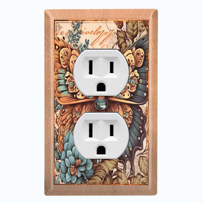 Copper Rust Patina Teal Print 1 - Gang Duplex Outlet Standard Wall Plate