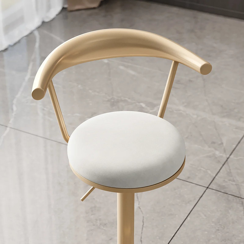Tabourets de bar réglables rembourrés en velours, chaises de comptoir avec dossier pour îlot de cuisine, Blanc, 1