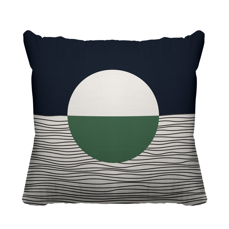 Carmy Abstract Outdoor Reversible Throw Pillow, 15" x 15", Emerald, Square
