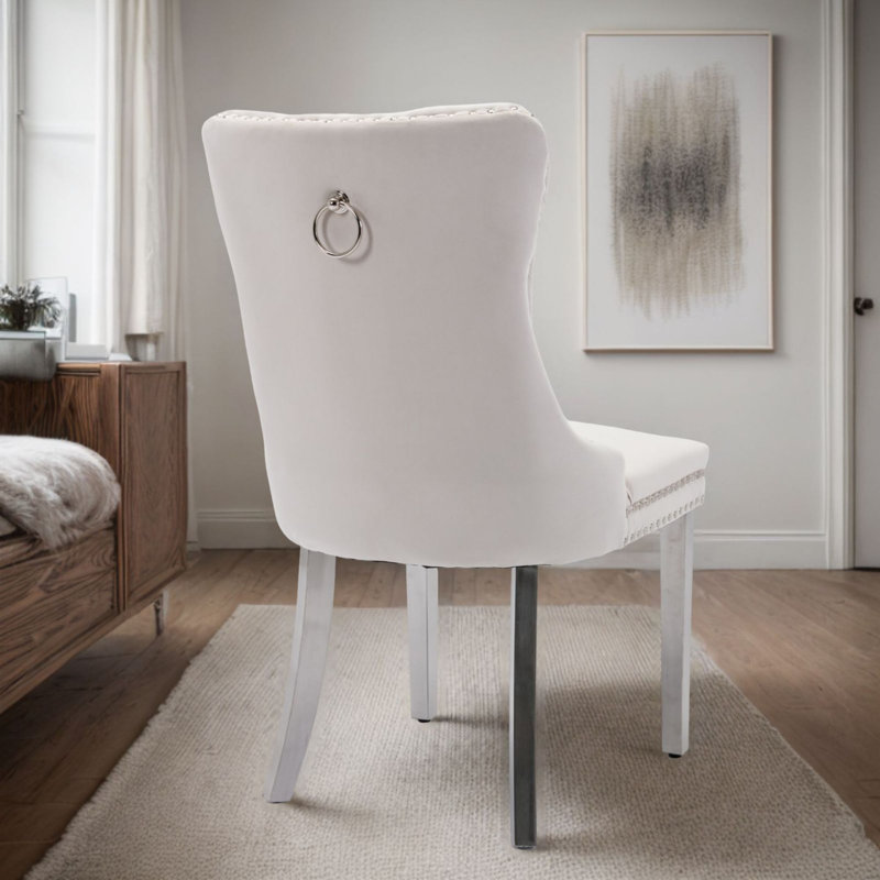 Gigee Dining Chair, Chrome, Beige