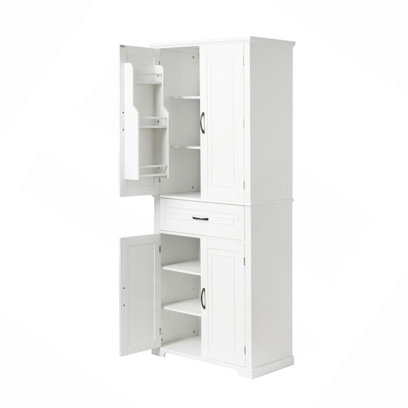 Bathroom Storage Cabinet With Doors And Drawer, Multiple Storage Space, Adjustable Shelf, White