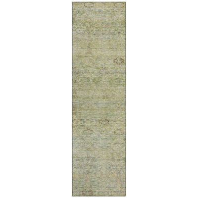 Machine Washable Indoor/Outdoor Xhevrie Green Rug