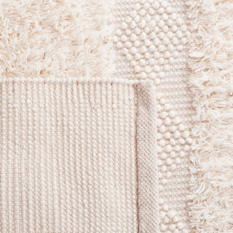 Natura Hand Loomed Wool/Cotton Solid Color Rug in Ivory, Rectangle 5' x 8'