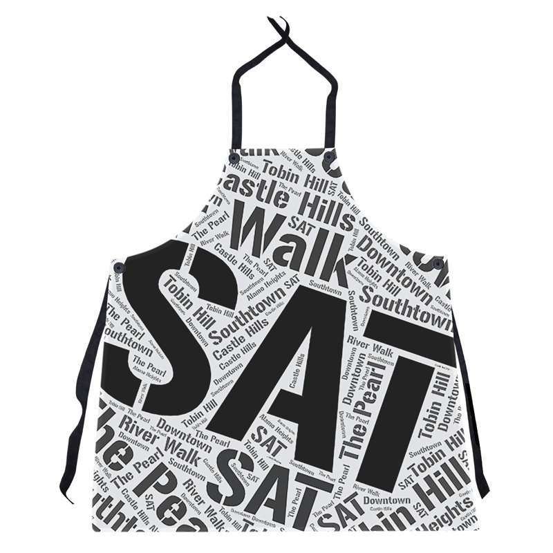 Word Art Bib Apron, Black, San Antonio