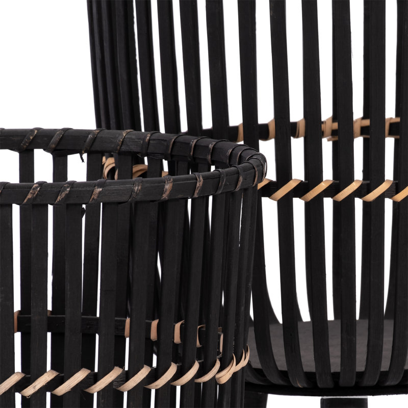 Corette Raised Wicker and Bamboo Planters (Set of 2), 26" H x 15" W x 15" D, Black, Set of 3