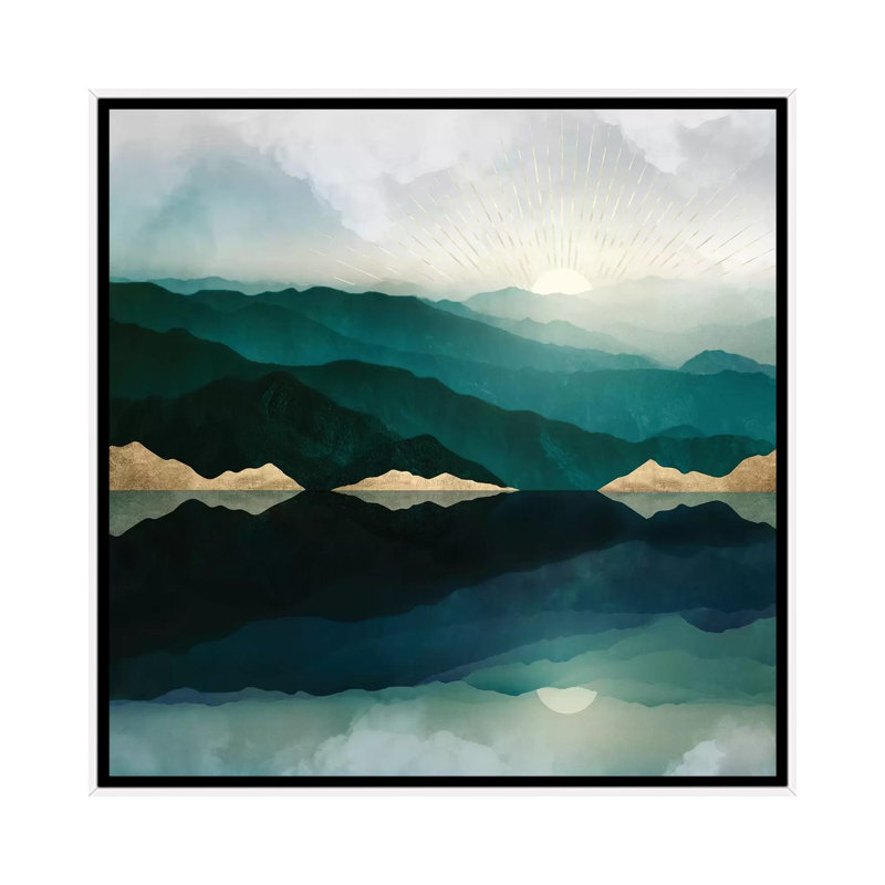 Waters Edge Reflection - Imprimé, H 12 po x l 12 po x P 1,5 po, Toile avec cadre blanc