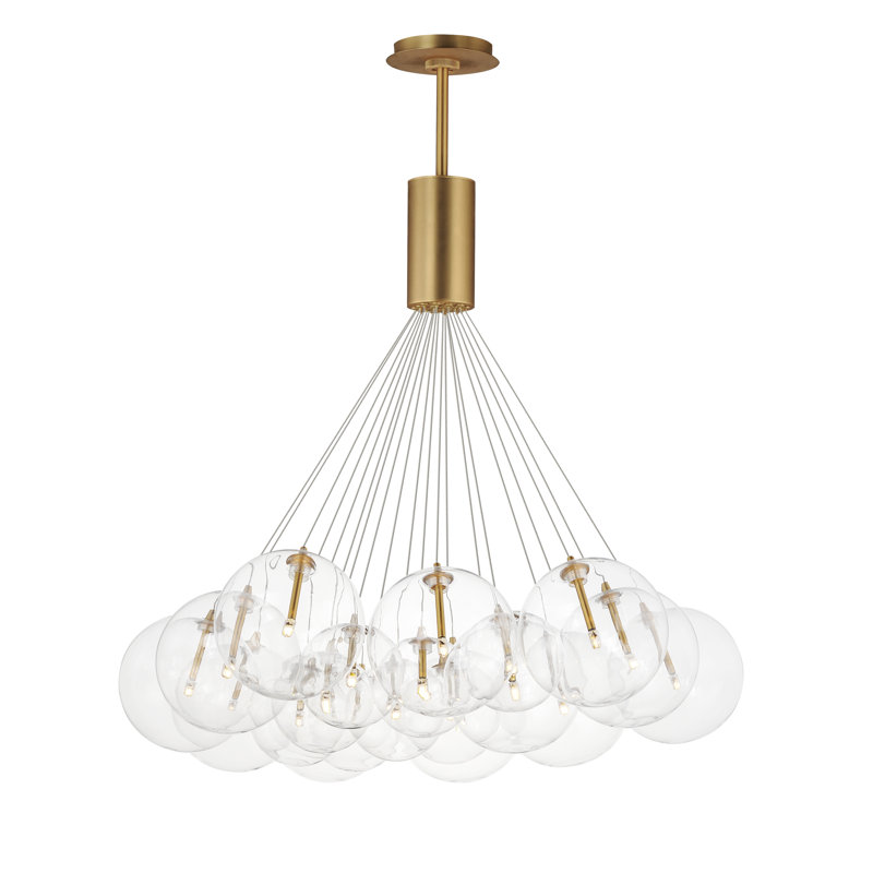 Luminaire suspendu grappe 20 lumières Alikee, Transparent, Or