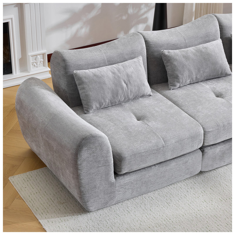 Canapé-lit modulaire en flanelle convertible 3 places l 36,61 "x P 101,58" x H 28,74 "Cloud