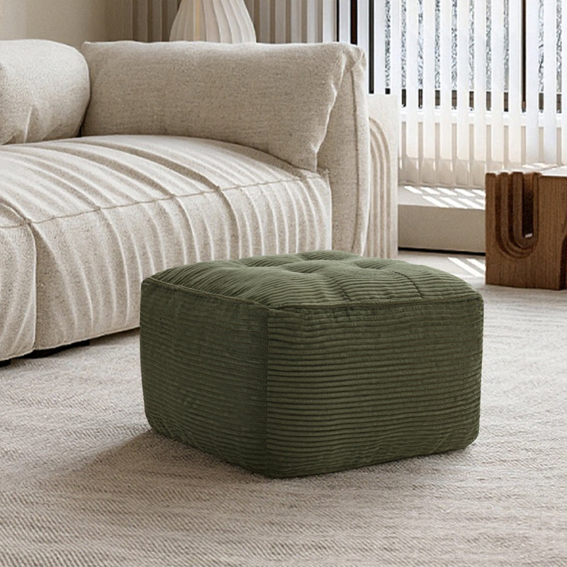 Repose-pieds en velours côtelé avec repose-pieds, Vert
