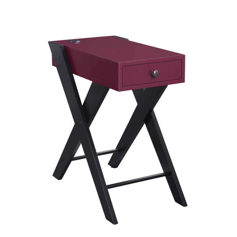 Table d'appoint Fierce avec table d'appoint avec port USB intégré, Bourgogne