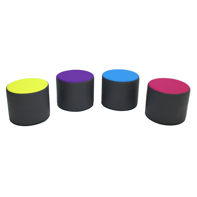 SoftScape 15" Round Multicolor Foam Ottomans Set