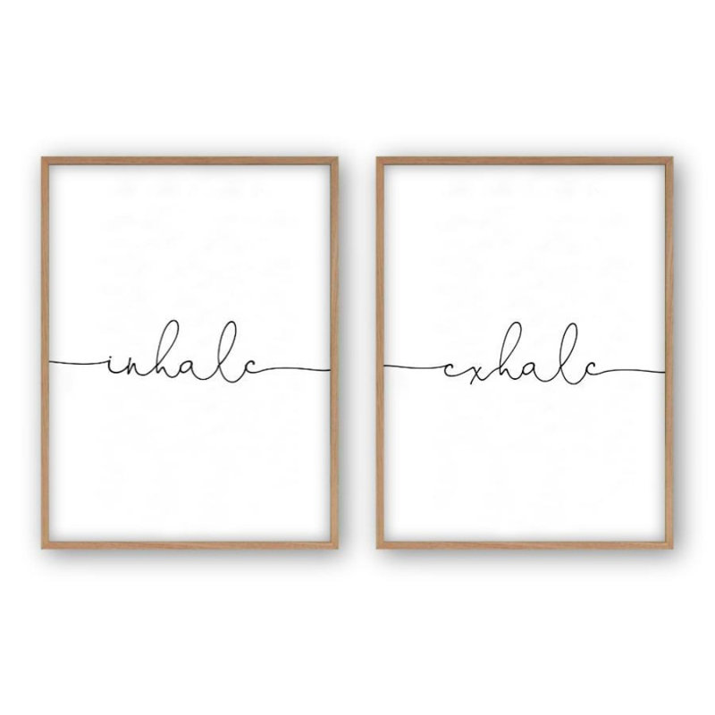 Inhale Exhale - 2 Piece Print, 31 cm H x 22 cm W, Oak Frame