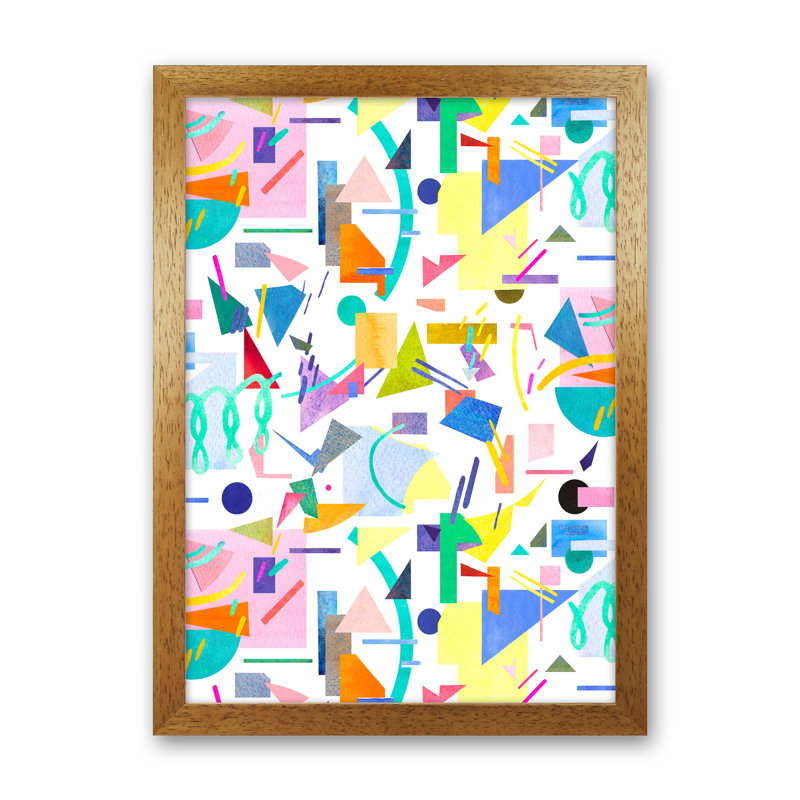 Geometric Collage Pop - Single Picture Frame Print, Brown Framed, 34cm H x 25cm W x 3cm D