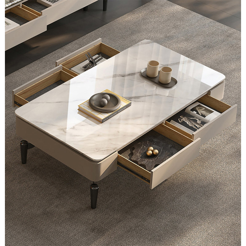 Rectangular stone storage coffee table, 15.75" H x 51.18" L x 27.56" W