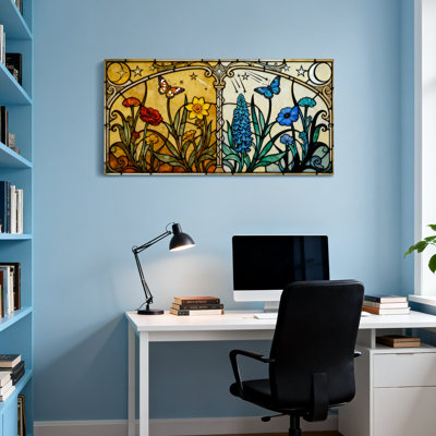 Fashion Stained Glass Floral Butterfly Garden Pattern