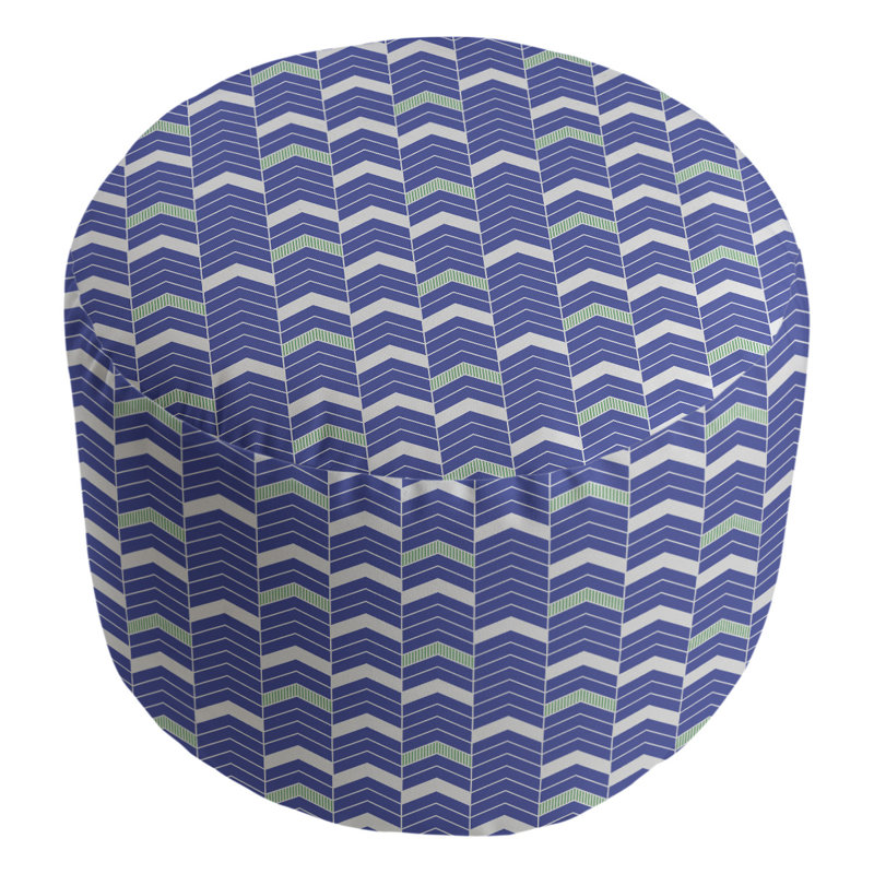 repose-pieds à chevrons en deux couleurs, Bleu / vert