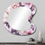Motif botanique printanier fleurs mauves - miroir mural décoratif de forme unique floral, miroir asymétrique de chalet, impression d'art en métal-107230386
