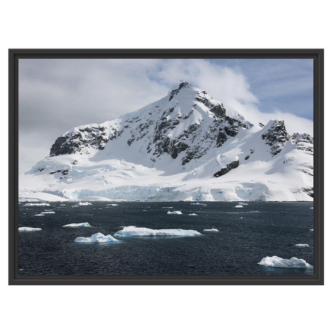 Gerahmtes Wandbild schneebedeckte Bergspitze