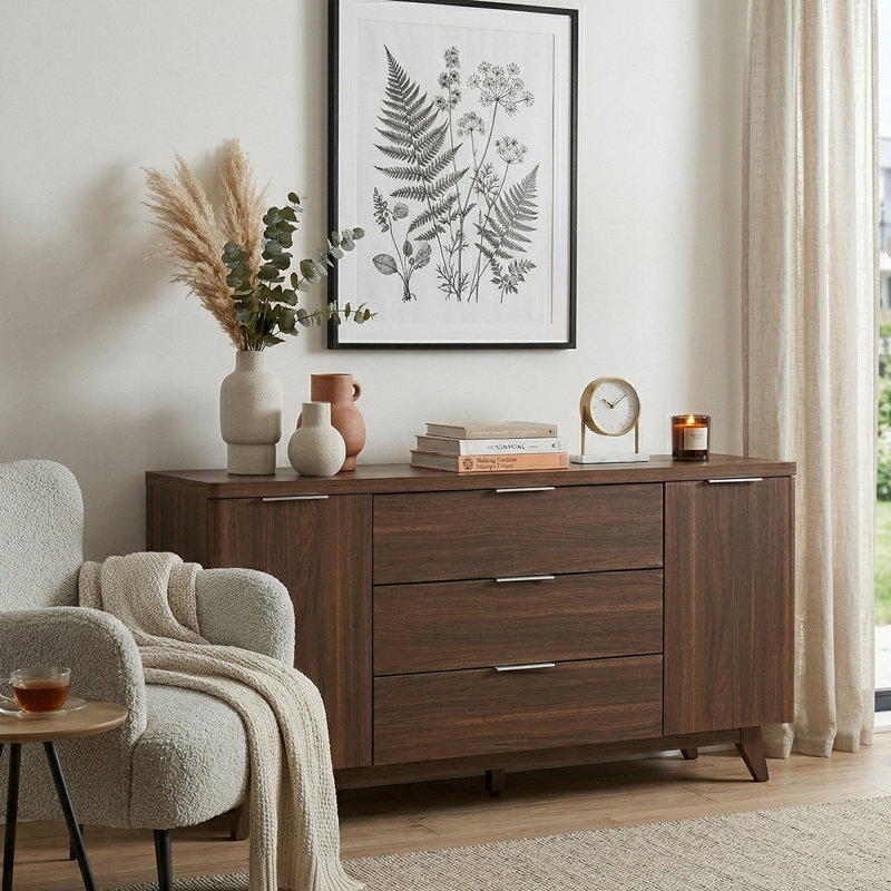Arriaga 150cm 3 Drawer Sideboard, Walnut