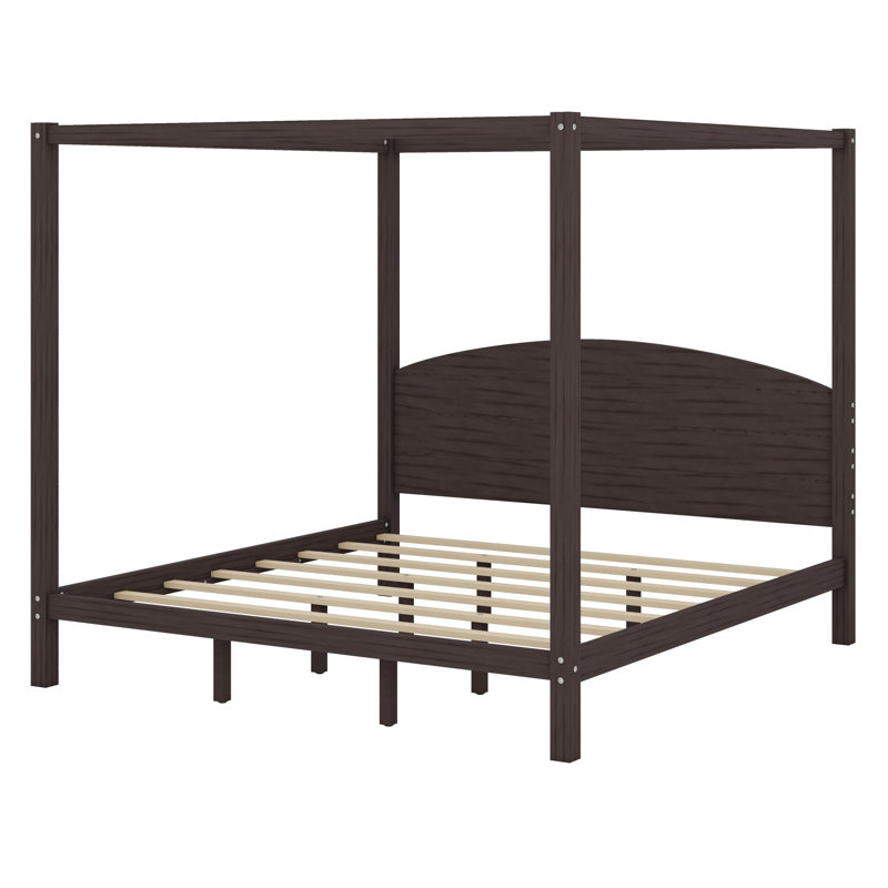 Lit plateforme à baldaquin avec tête de lit, Brun délavé