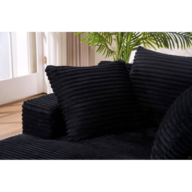 Chaise longue surdimensionnée d'intérieur, 32.28" H x 48.5" W x 61.81" D, Noir