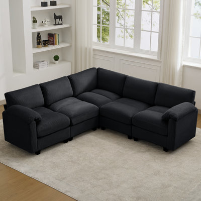 Canapé modulaire 5 places avec accoudoirs coussinés