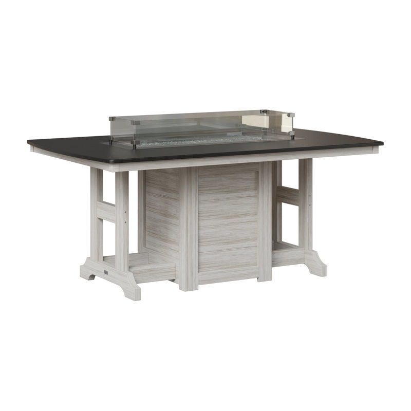 Berlin Gardens Garden Classic 72″ Fire Pit Bar Table, Hammered Top Black with Seashell Base, 39.5" H x 44" W x 72" D