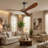 60" 3-Blade Solid Walnut Ceiling Fan Without Light– Remote, DC Motor, Indoor/Outdoor/Patio (Coastal/Farmhouse)-1145573914-1143960326