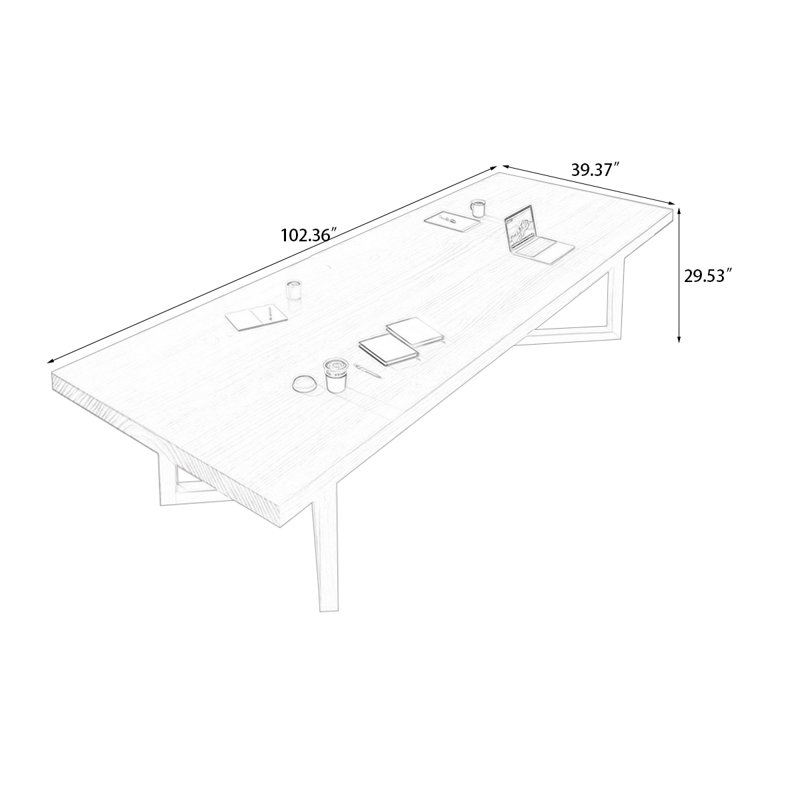 Table de conférence Burlywood, H 29,53 po x L 102,36 po x l 39,37 po
