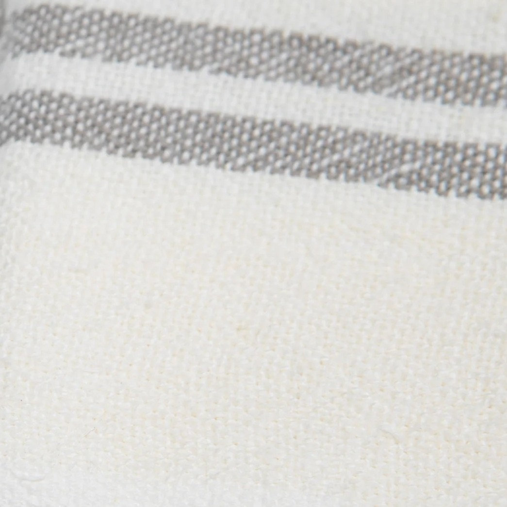 Brookline Stripe Tea Towel Kitchen Towel, Ivory/Grey