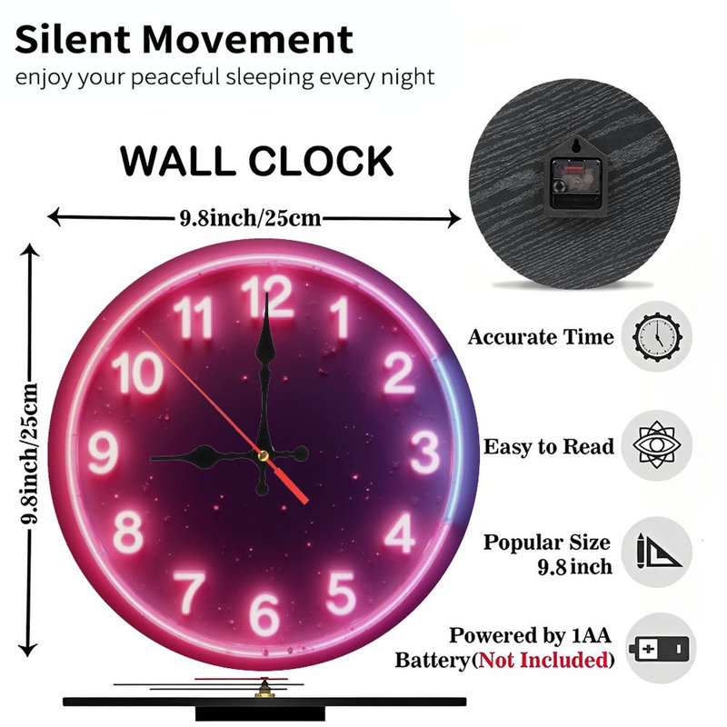 Horloge rose néon