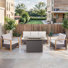 Lisieux 4-Pieces Wicker Sofa Seating Group With Fire Pit Table Conversation Set