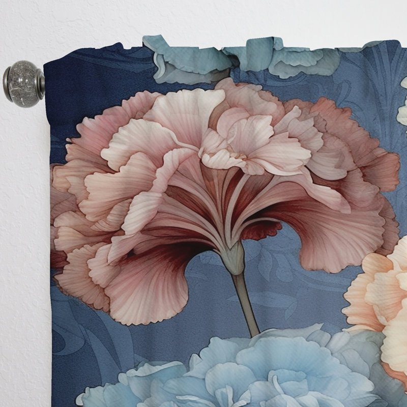 Rideau en velours traditionnel avec œillets Elisheba Coral Blue Harmony II - obscurcissant - 1 panneau, L 52 po x L 90 po