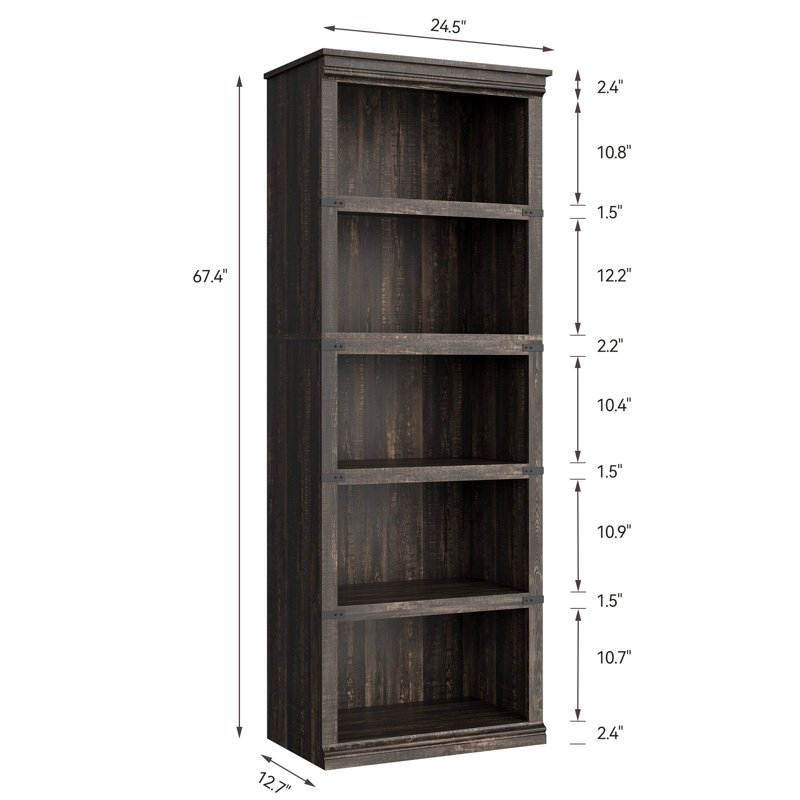 Bookcase, Oak, (5 Shelves) 171.2 cm H × 62.2 cm W × 32.3 cm D