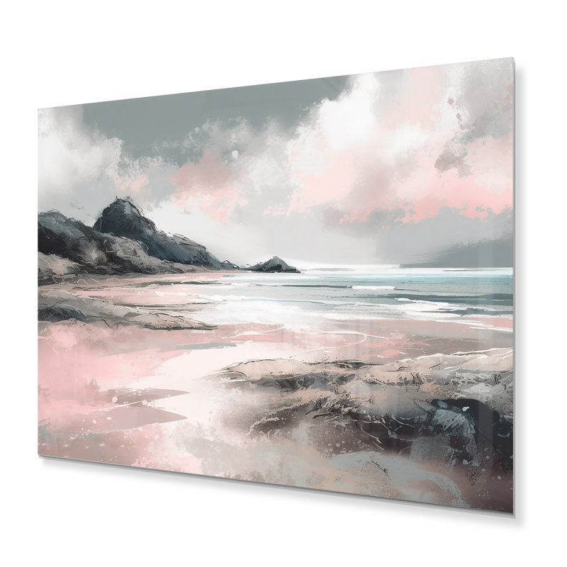«Pink Coastal Waves I», reproduction sur métal, H 12 po x l 20 po x P 1 po