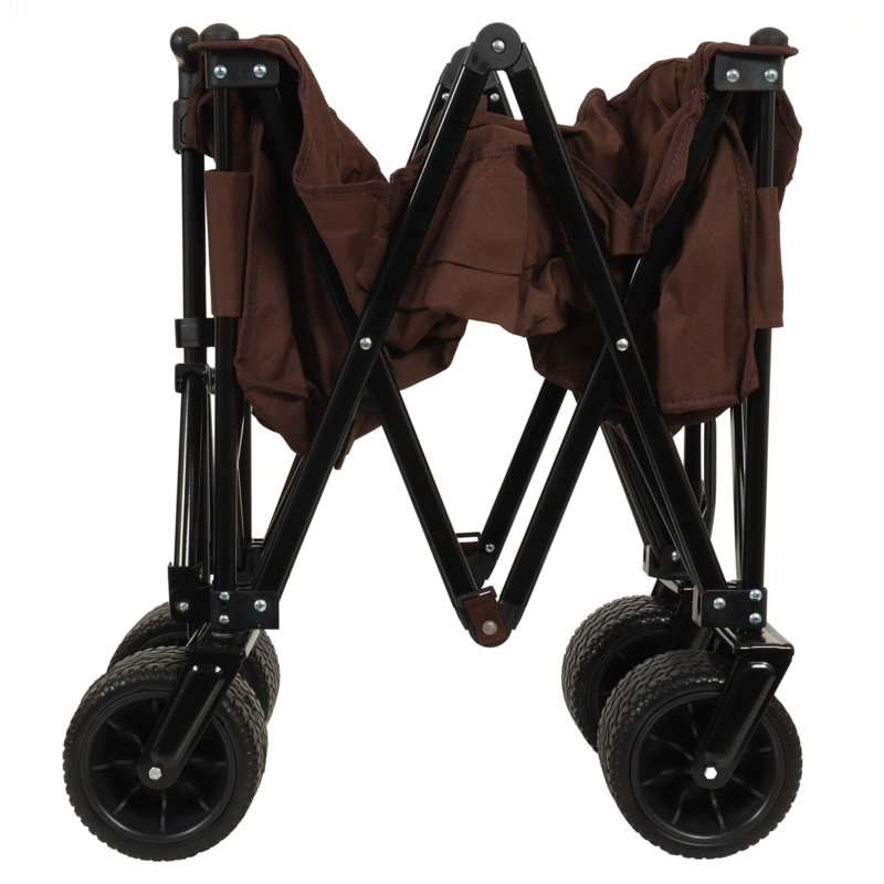 Chariot de jardin utilitaire pliable couleur pliable, H 2,85 pi x l 3,16 pi x P 1,81 pi, Brun